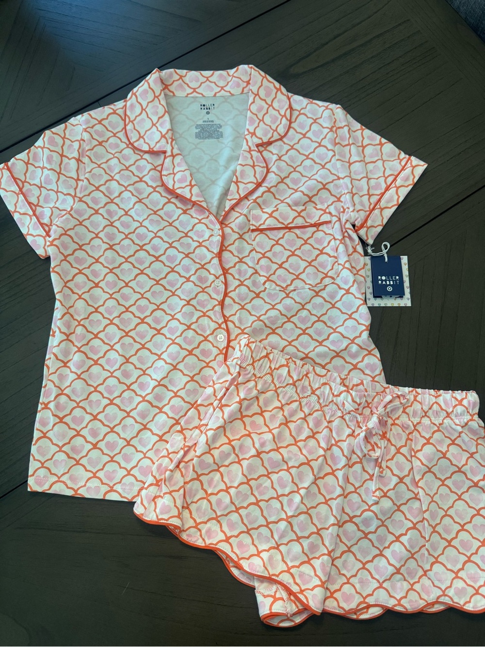 Roller Rabbit Cream, Pink & Coral Printed Short Pajama Set